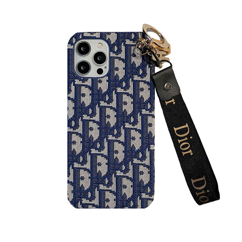 CD Monogram iPhone Case With Strap — Black
