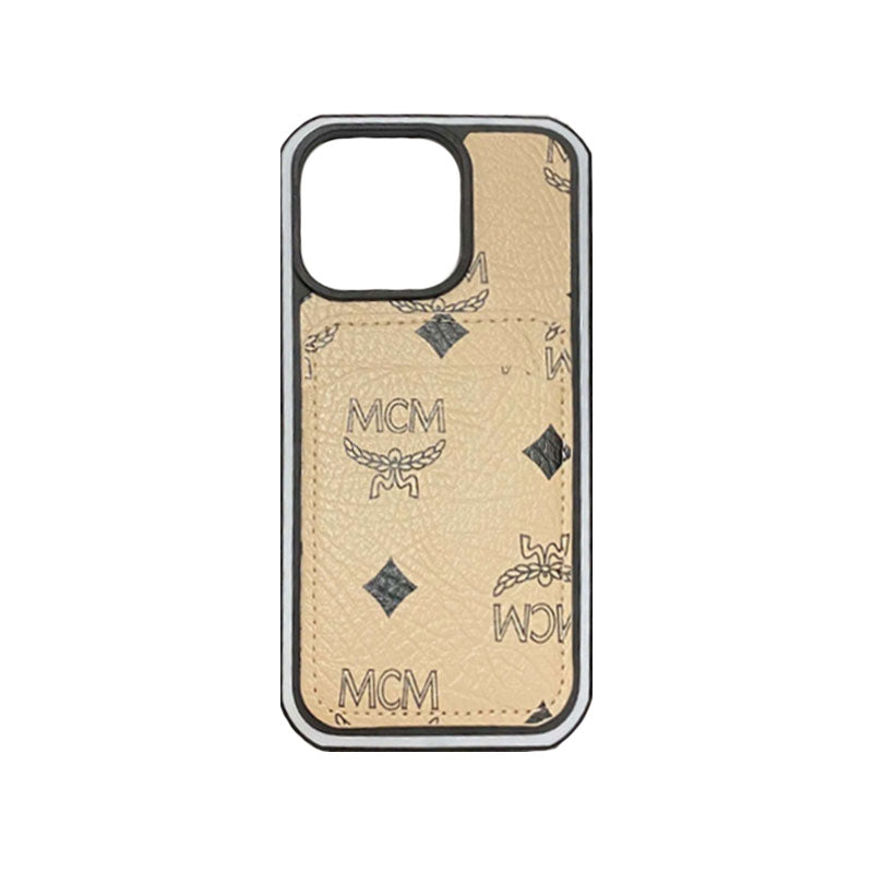 MCM Monogram iPhone Case With Card Holder — Yellow