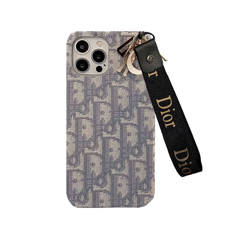CD Monogram iPhone Case With Strap — Black
