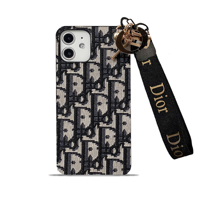 CD Monogram iPhone Case With Strap — Black