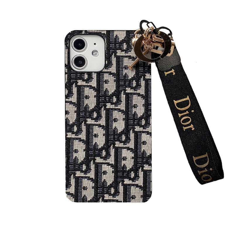 CD Monogram iPhone Case With Strap — Black