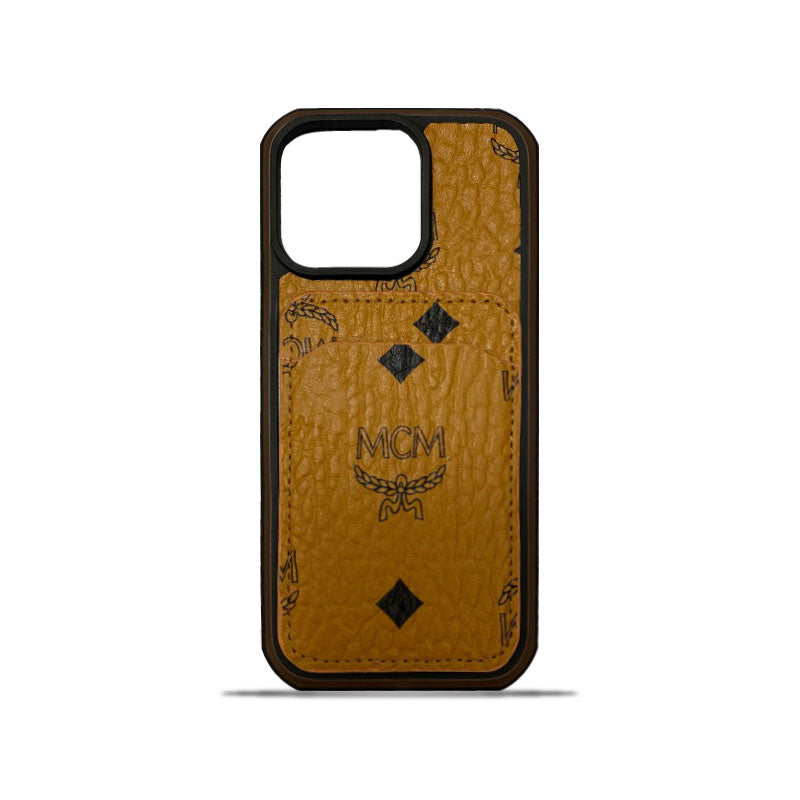 MCM Monogram iPhone Case With Card Holder — Yellow