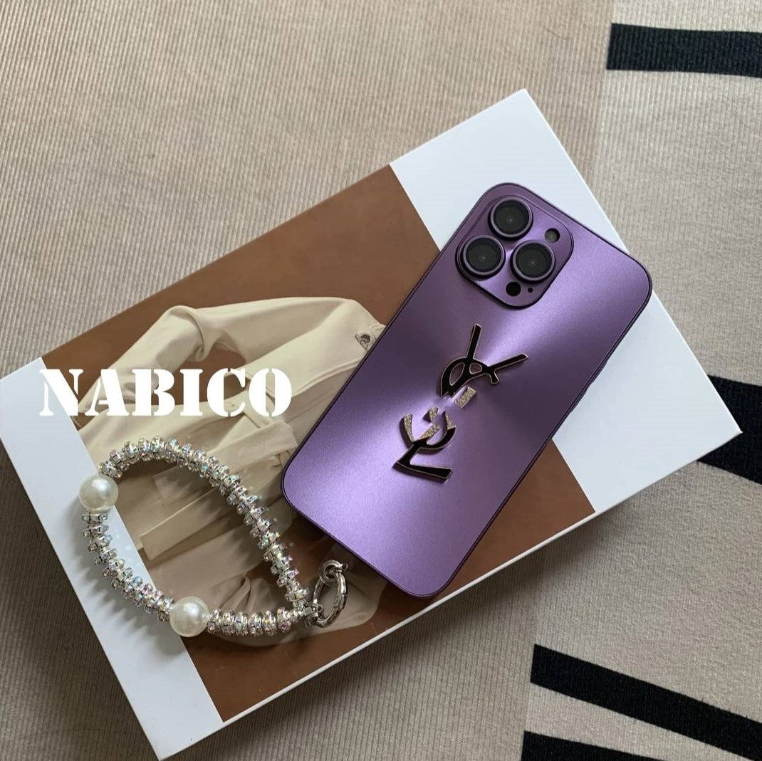 Premium Shine Monogram iPhone Case With Chain