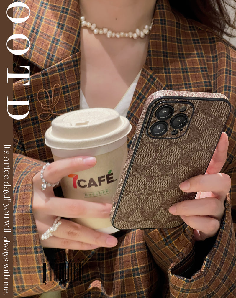 Coach Signature iPhone Case — Coffee Brown