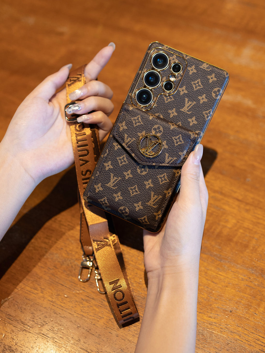 Advanced Leather Samsung Phone Case with Wallet and Strap.