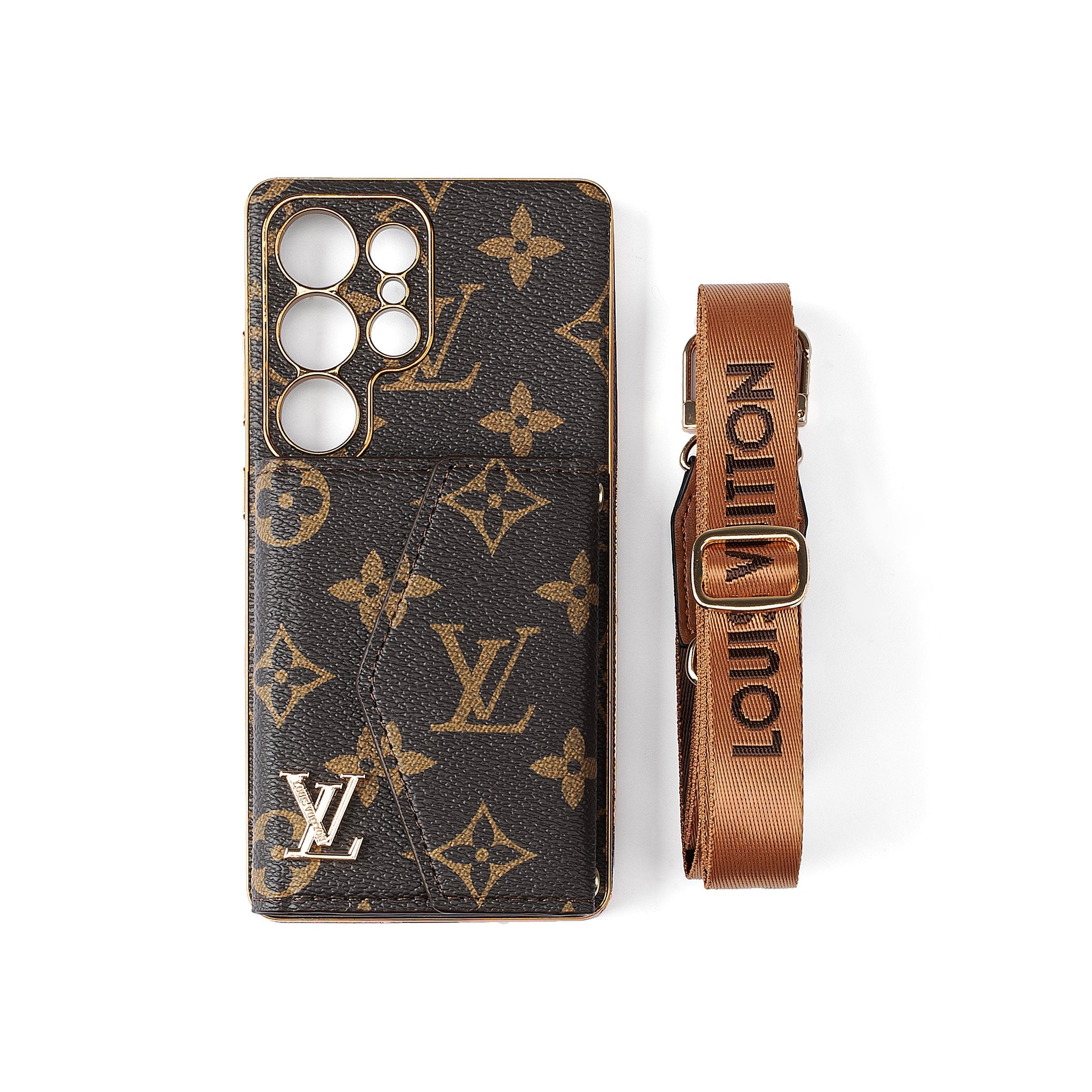 Advanced Leather Samsung Phone Case with Wallet and Strap.