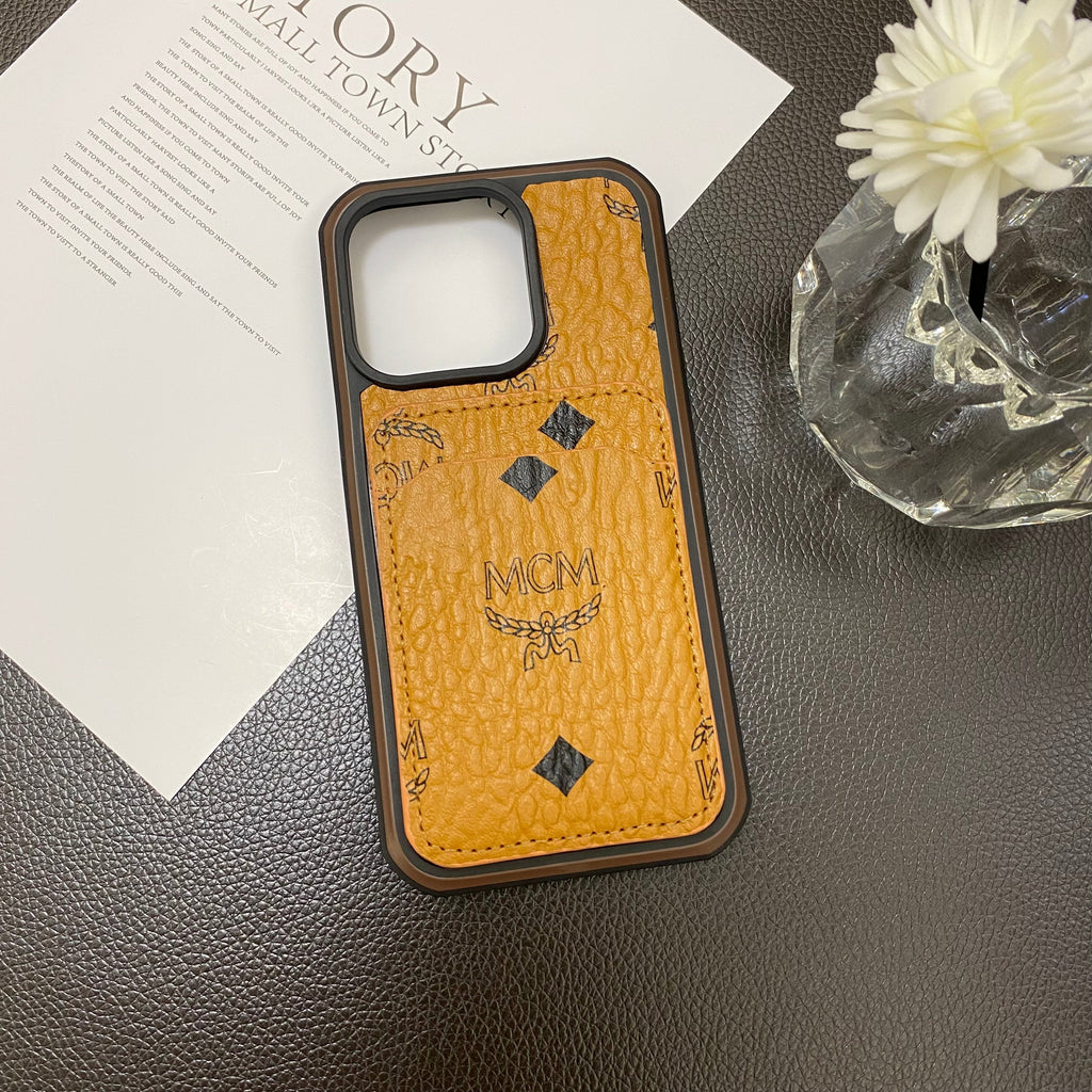 MCM Monogram iPhone Case With Card Holder — Yellow