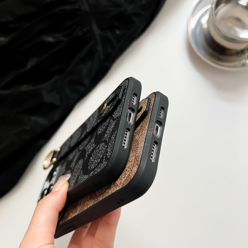 Coach Signature iPhone Case With Holder — Black