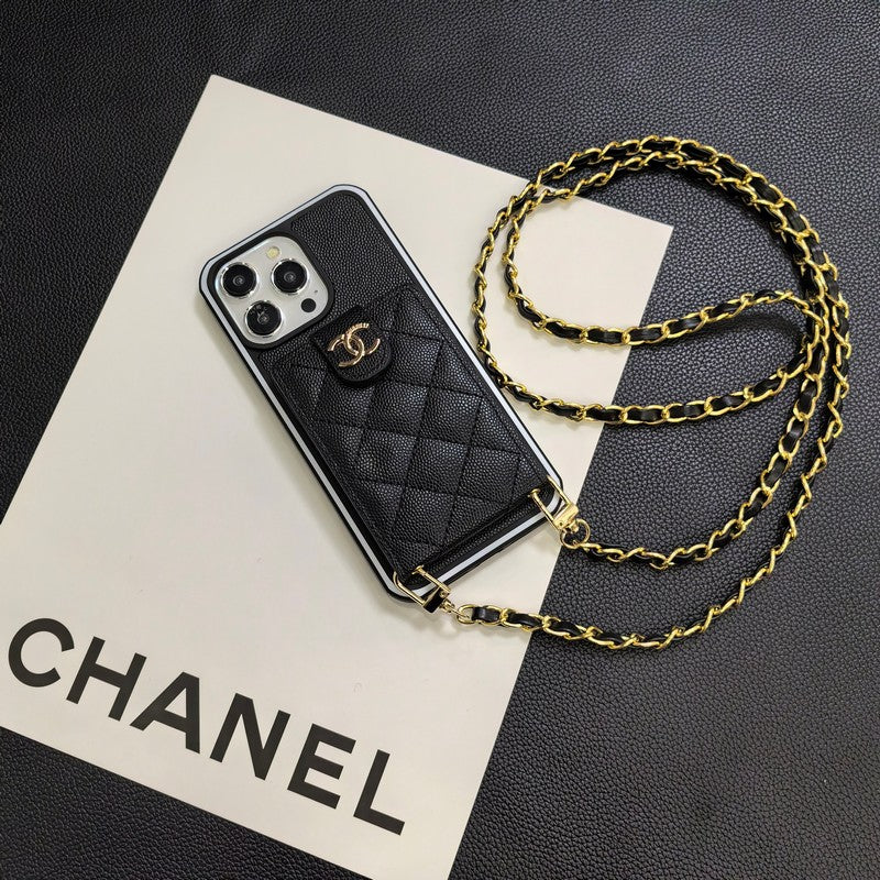 C.C Crossbody Leather Chain iPhone Case