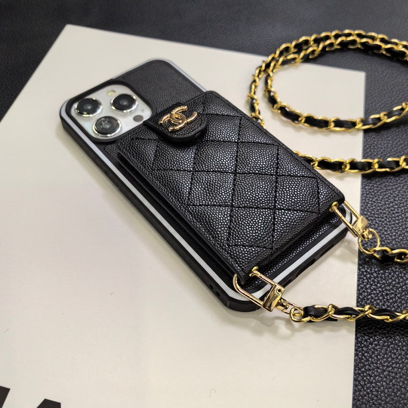 C.C Crossbody Leather Chain iPhone Case