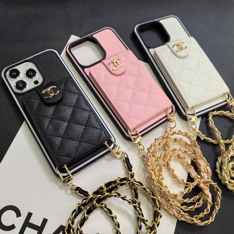 C.C Crossbody Leather Chain iPhone Case