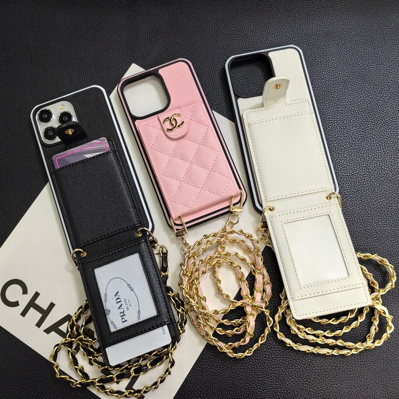 C.C Crossbody Leather Chain iPhone Case