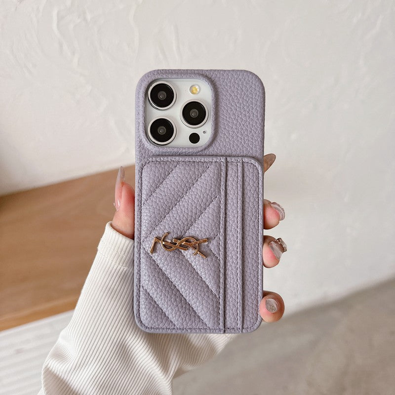Saint Laurent Card Bag Leather iPhone Case