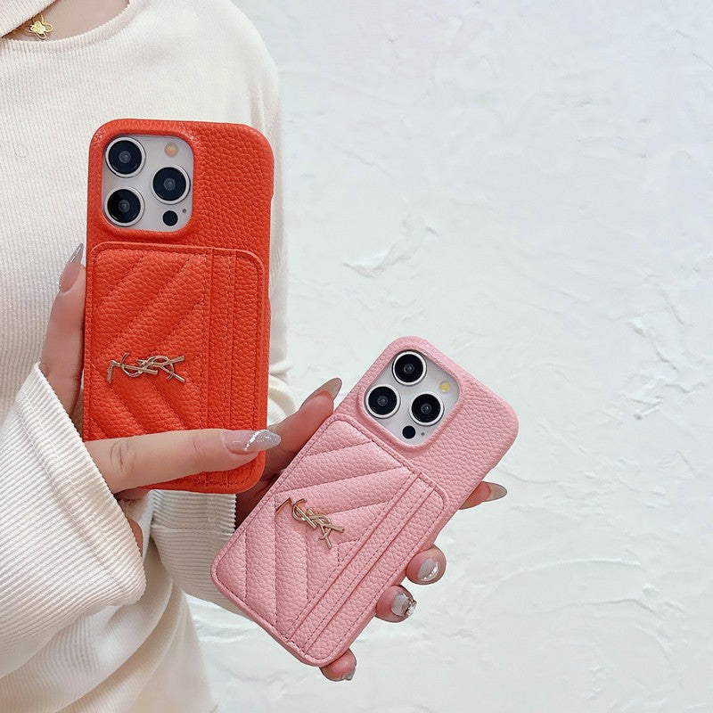 Saint Laurent Card Bag Leather iPhone Case