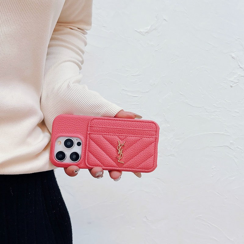 Saint Laurent Card Bag Leather iPhone Case