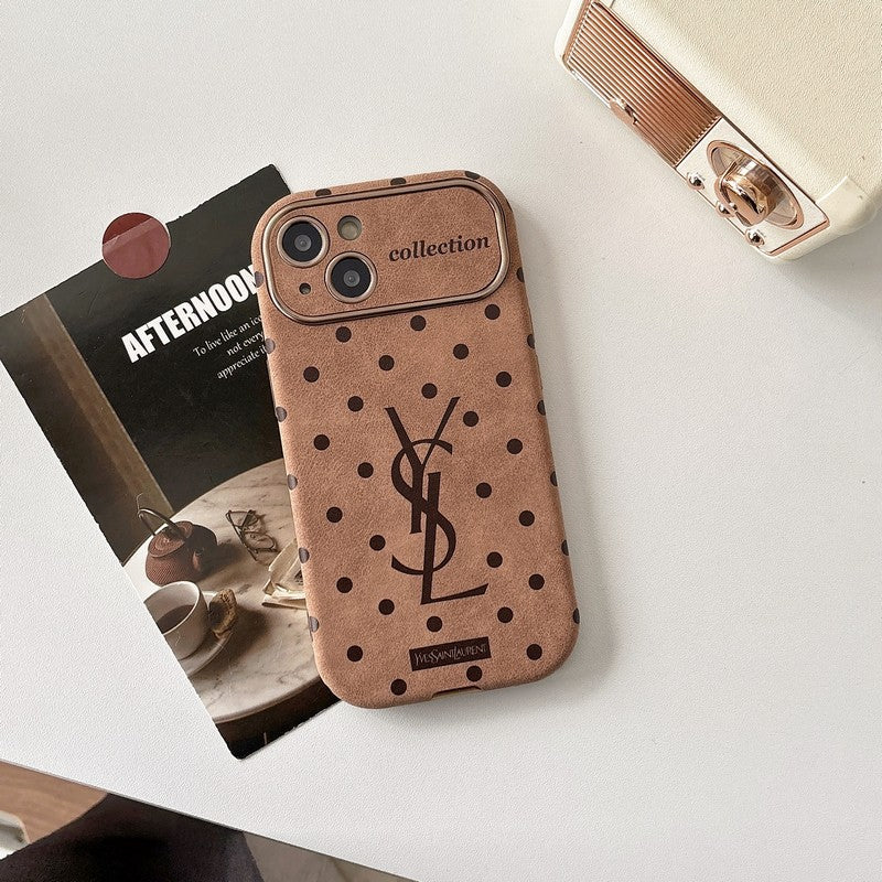 Saint Laurent Brown Leather iPhone Case
