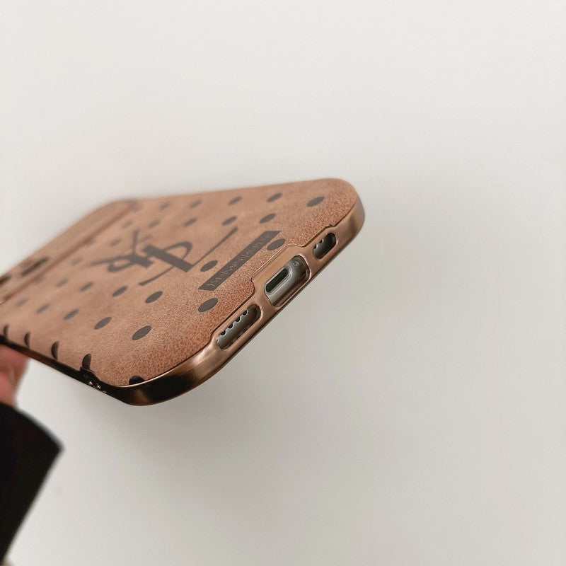 Saint Laurent Brown Leather iPhone Case