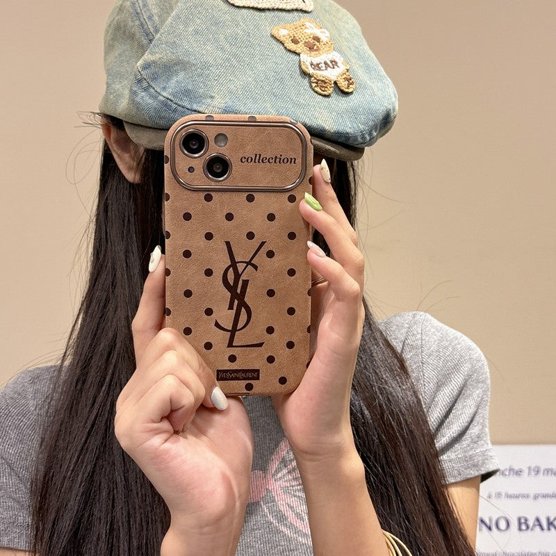 Saint Laurent Brown Leather iPhone Case