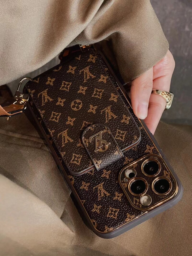 Advanced Leather iPhone Case With Card Wallet And Strap