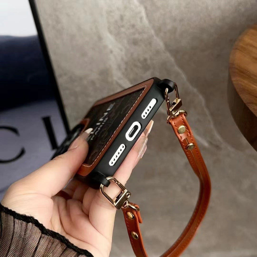 Celine Black Monogram iPhone Case With Strap