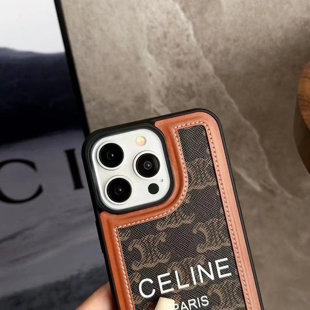 Celine Black Monogram iPhone Case With Strap