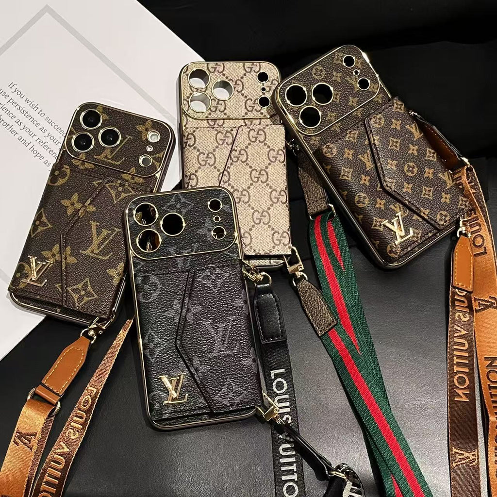 Advanced Leather iPhone Case With Wallet And Strap Brown