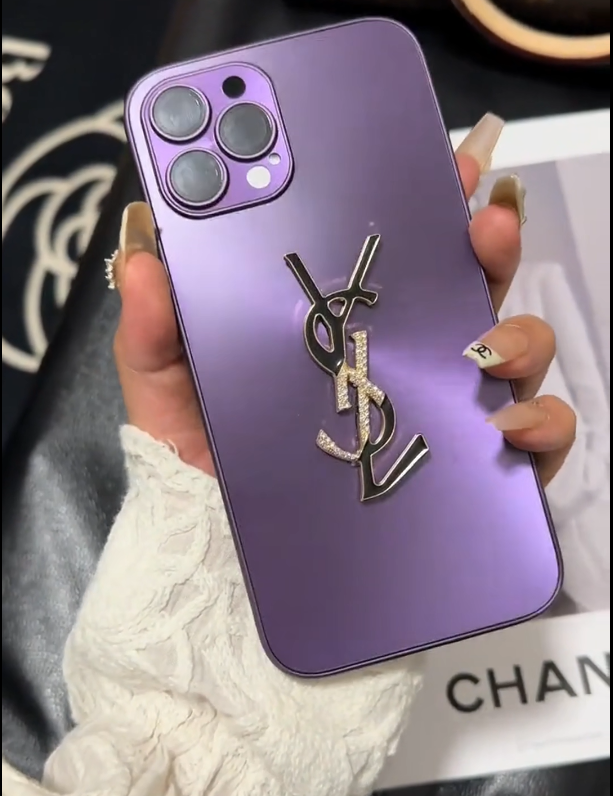 Premium Shine Monogram iPhone Case With Chain